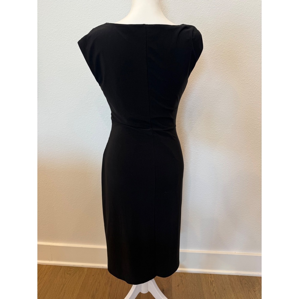Lauren Ralph Lauren Black Sleeveless Cowl Neck Dress Ruched Sheath Bodycon 6 - Picture 4 of 9